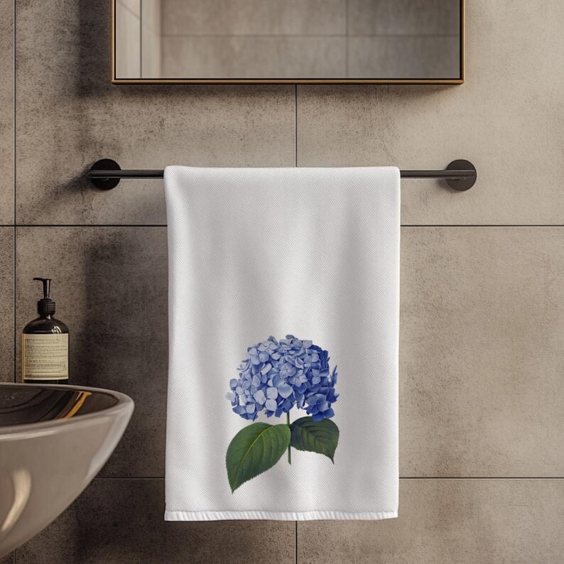 Blue Hydrangea Hand Towel - Thumbnail 4