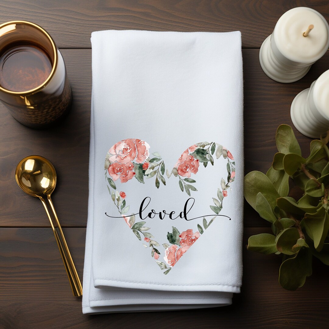 Pink Heart Hand Towel, Pink Bath Decor, Elegant Hand Towel, Luxury