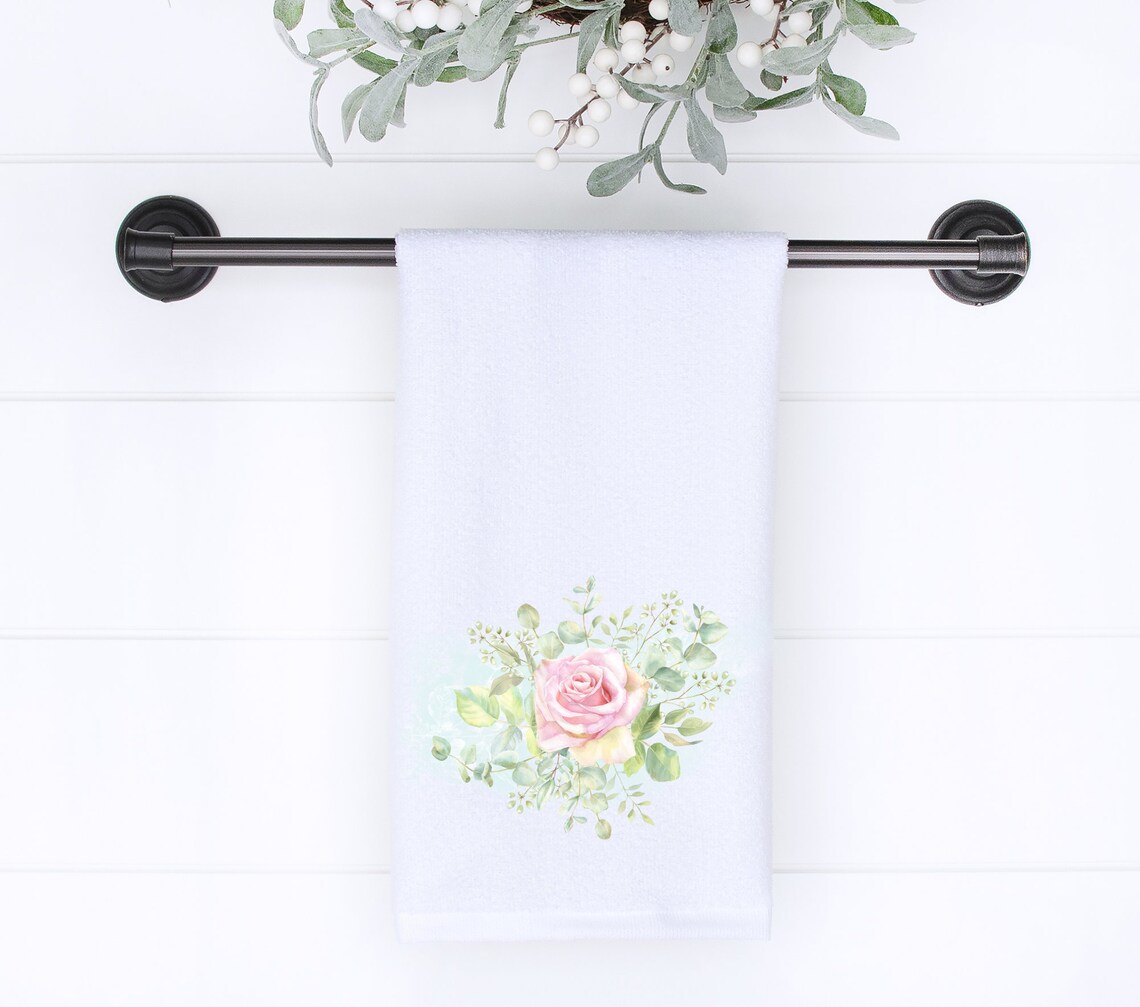 Pink Rose Floral Hand Towels Floral Hand Towels Custom Hand Etsy