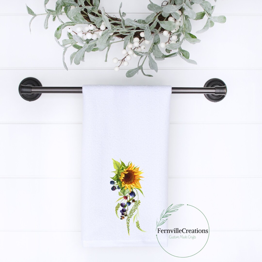 Sunflower Hand Towel Floral Bath Decor Kitchen Hand Towel Etsy