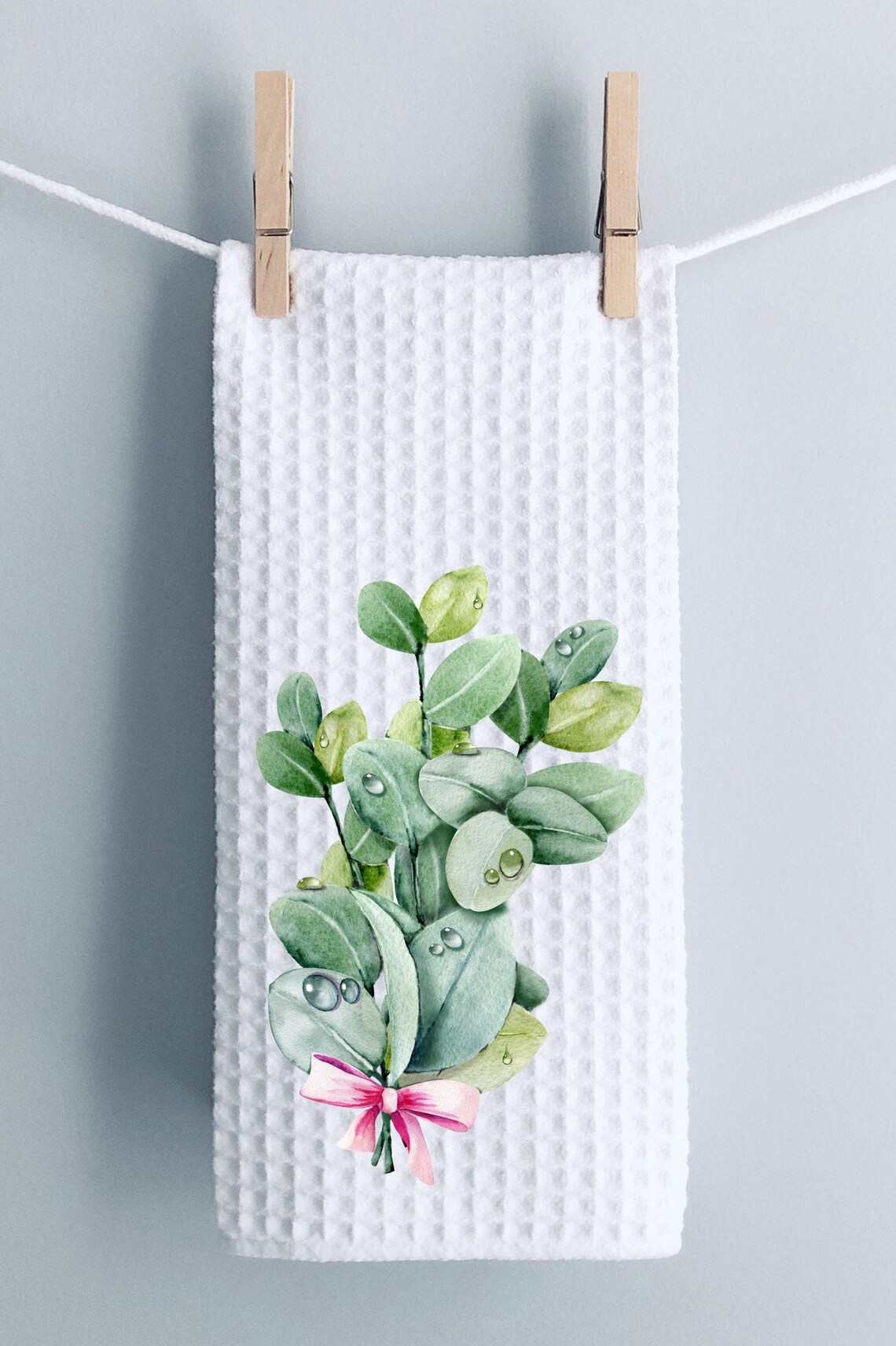 Eucalyptus Towel Kitchen Towel Dish Towel Waffle Weave Etsy