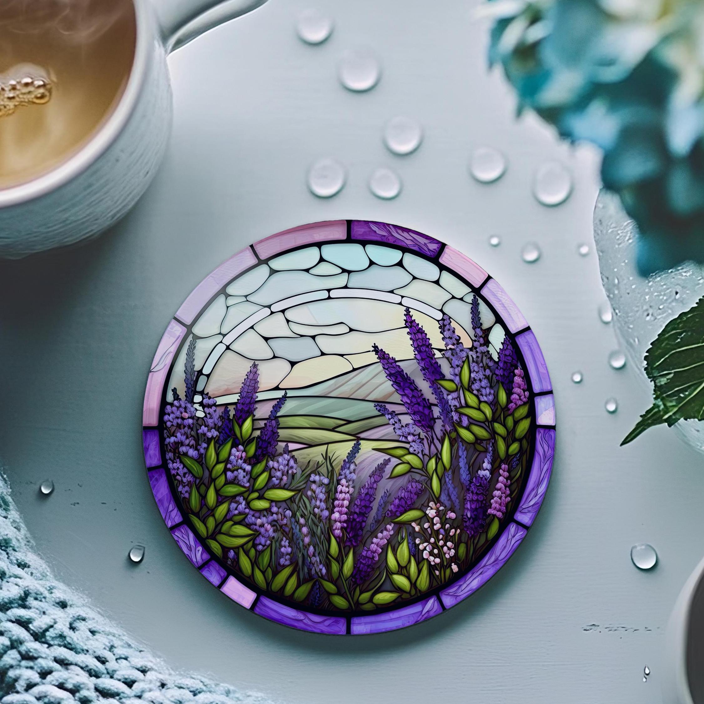 Lavender Floral Coaster, Garden Lover Gift, Nature Home Decor, Ceramic Coaster, Eco-Friendly Home, Coffee Table Decor, Reading Nook Accent