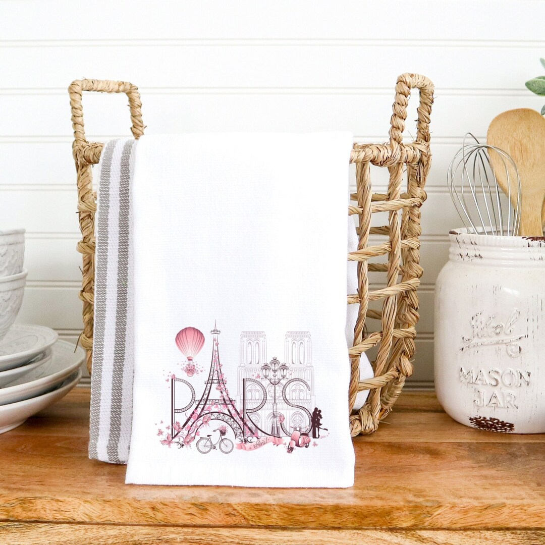 Paris Hand Towel Flower Art Towel Paris Bath Decor Bathroom Etsy
