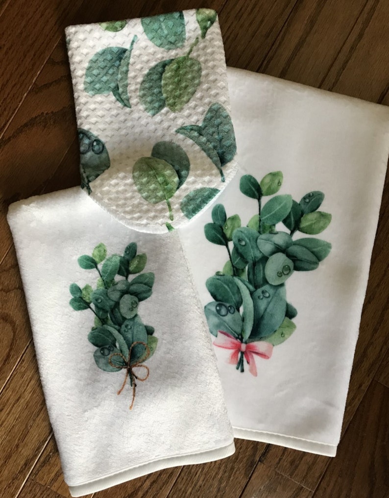 Bath Towel Set Floral Bath Decor Three Piece Towel Set - Etsy
