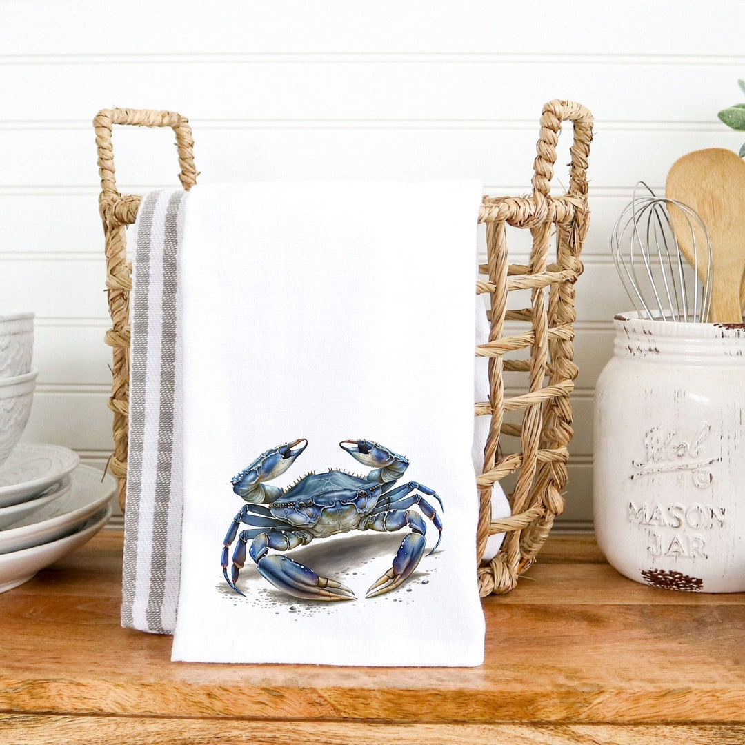 Blue Crab Hand Towel Nautical Bath Decor Blue Crab Kitchen - Etsy
