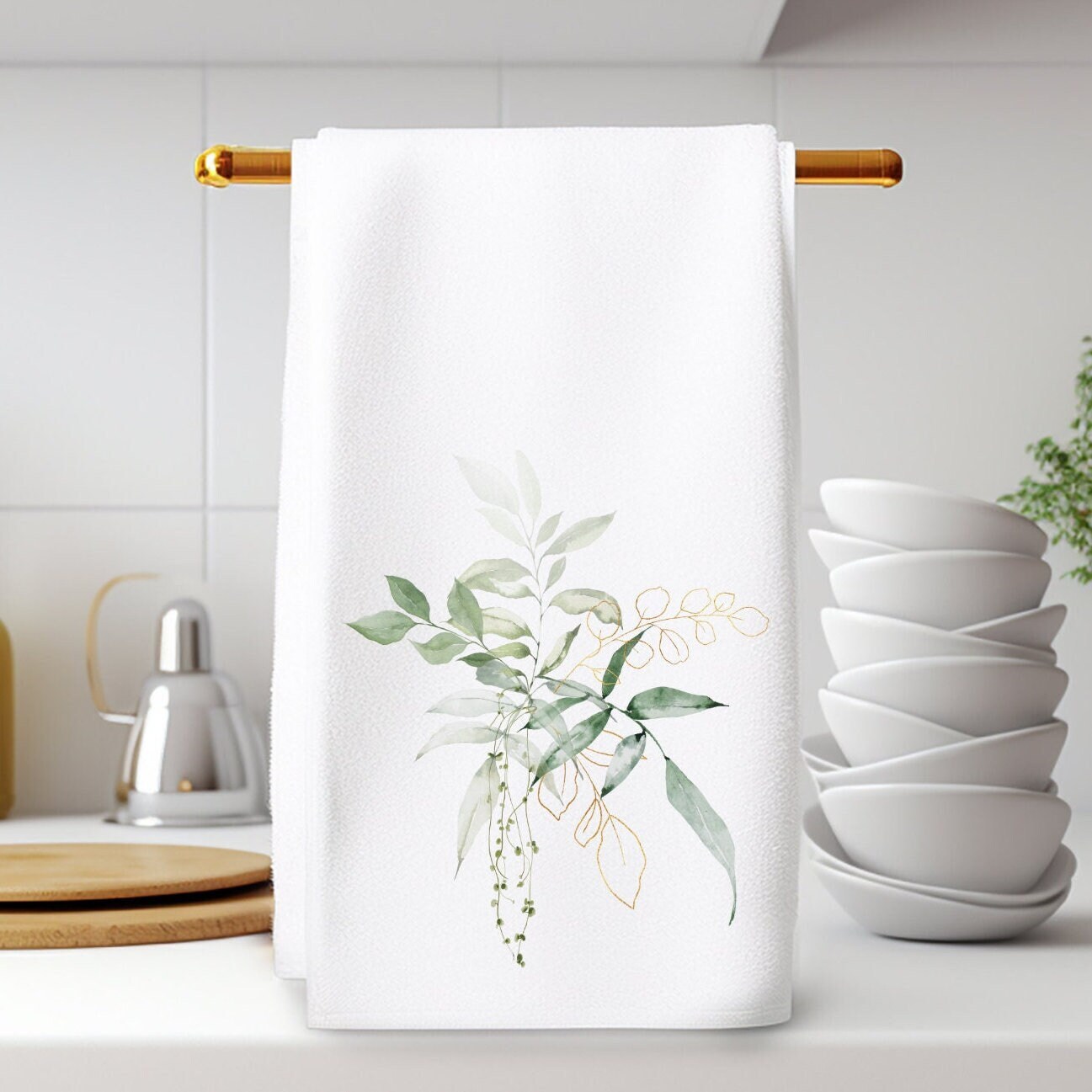 Green and gold hand towel sale