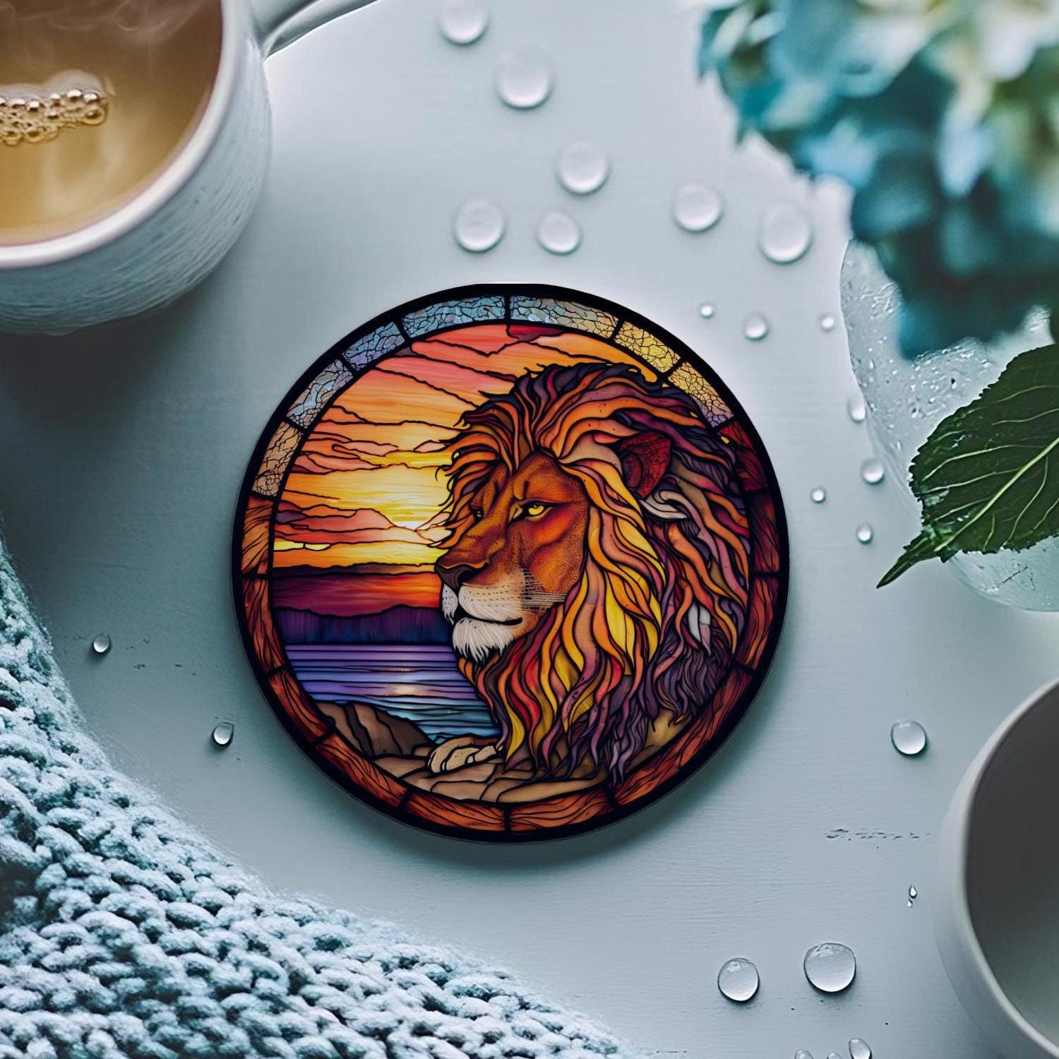 アンティークlion Glass Top Coffee Table Lion Coffee Table