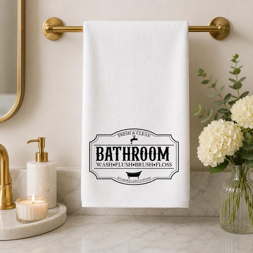 Bathroom Hand Towel with Vintage Design, Fresh & Clean Powder Room Decor