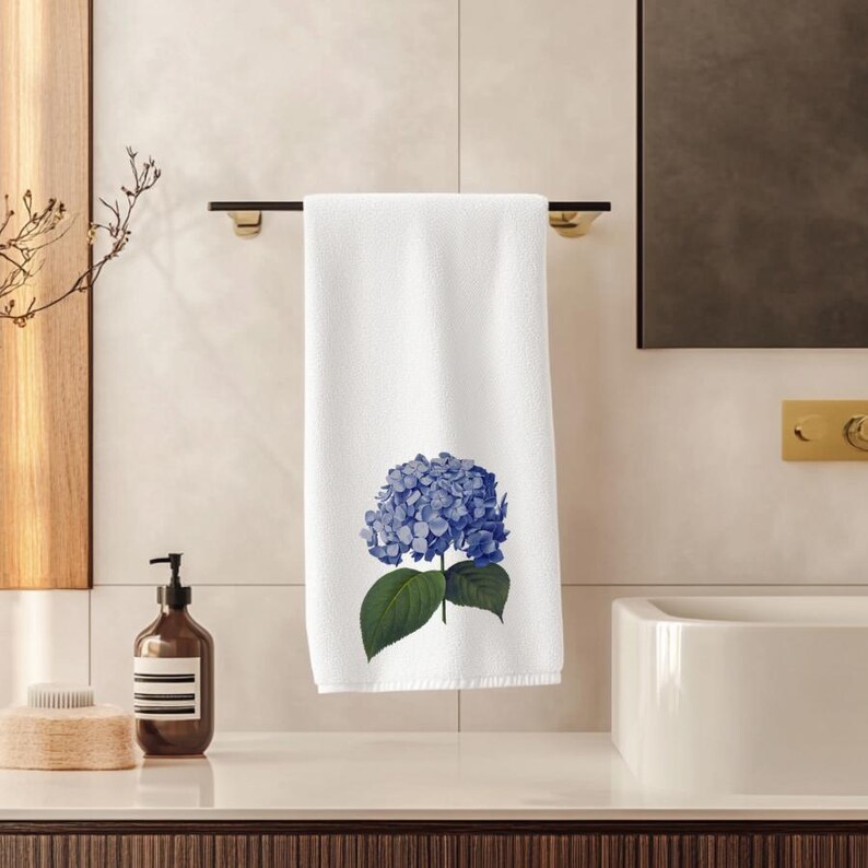 Blue Hydrangea Hand Towel - Thumbnail 2