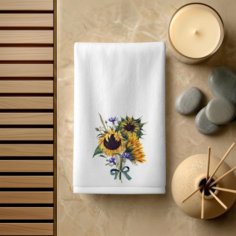 FernvilleCreationsCo Sunflower Fingertip Towel - Thumbnail 4