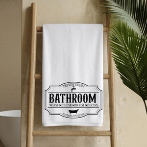 Vintage Washroom Accent, Black White Bathroom Hand Towel, Farmhouse Decor image 4