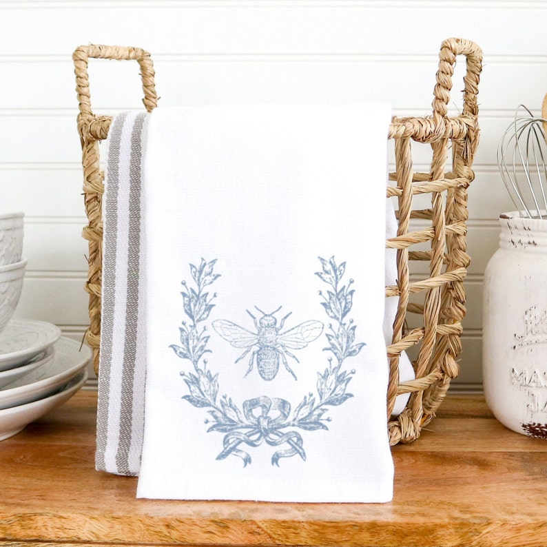 Blue Bee Hand Towel French Inspired Towels Elegant Hand Etsy