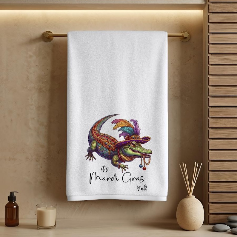 Mardi Gras Alligator Hand Towel - Thumbnail 2