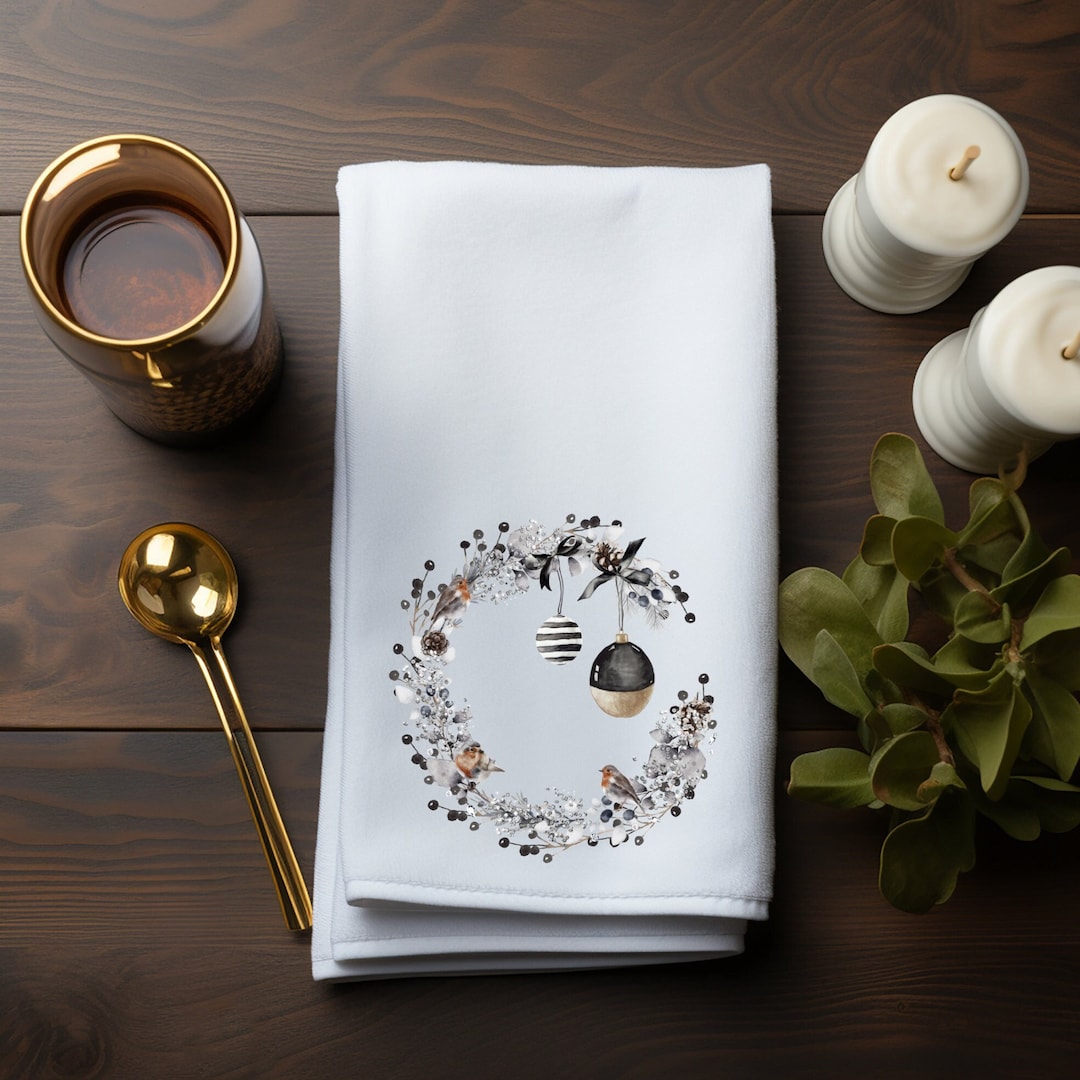 Winter Hand Towel, Black White Towel, Bathroom Hand Towel, Classic Bath