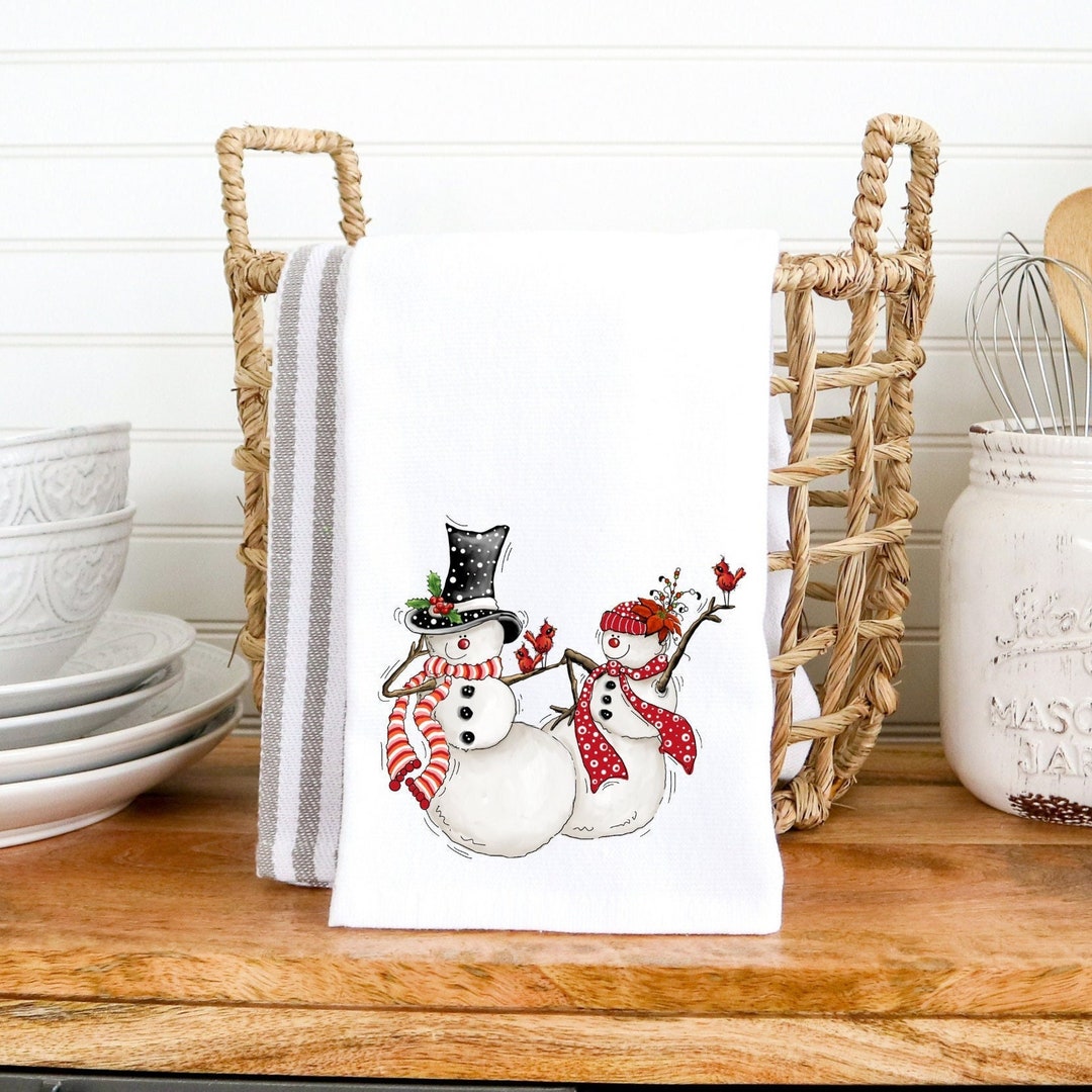 Dancing Snowman Hand Towel, Winter Home Décor, Seasonal Hand Towel