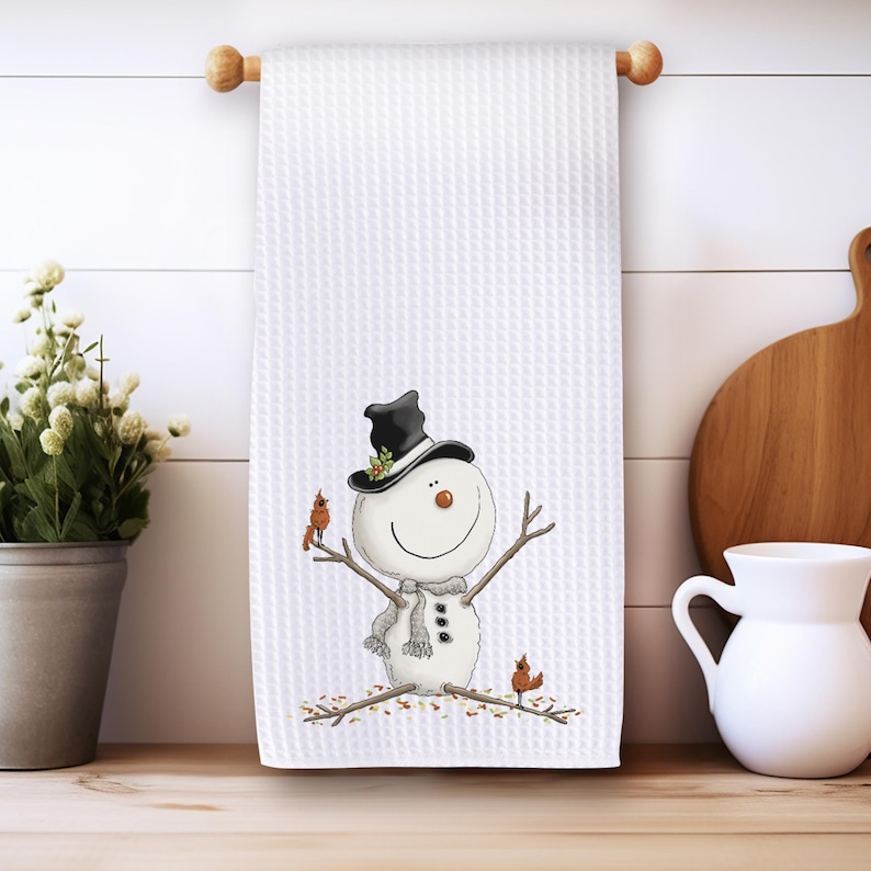 FernvilleCreationsCo Snowman Waffle Towel - Thumbnail 2