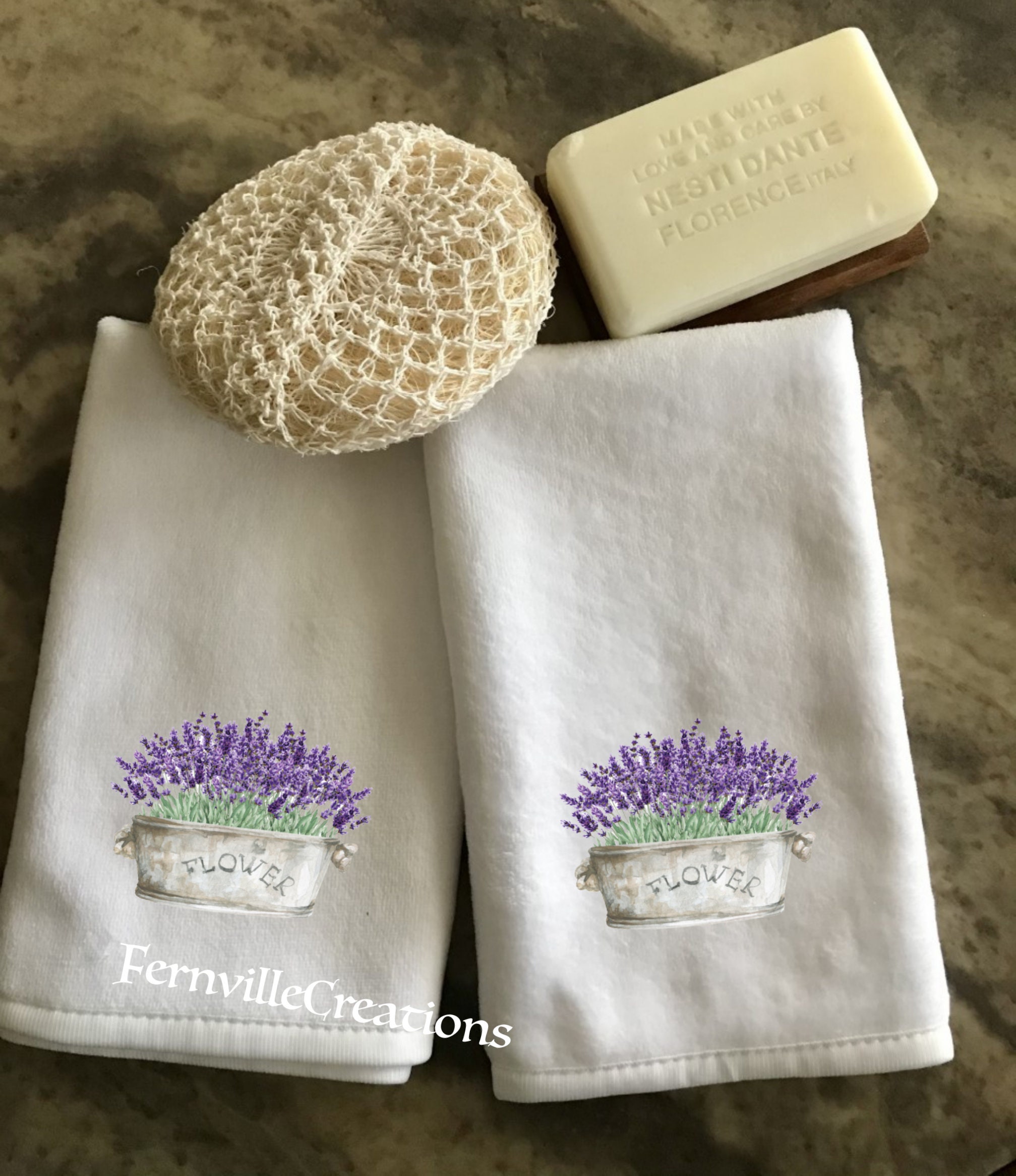 Lavender Fingertip Towel Set Lavender Bath Towels Floral Etsy