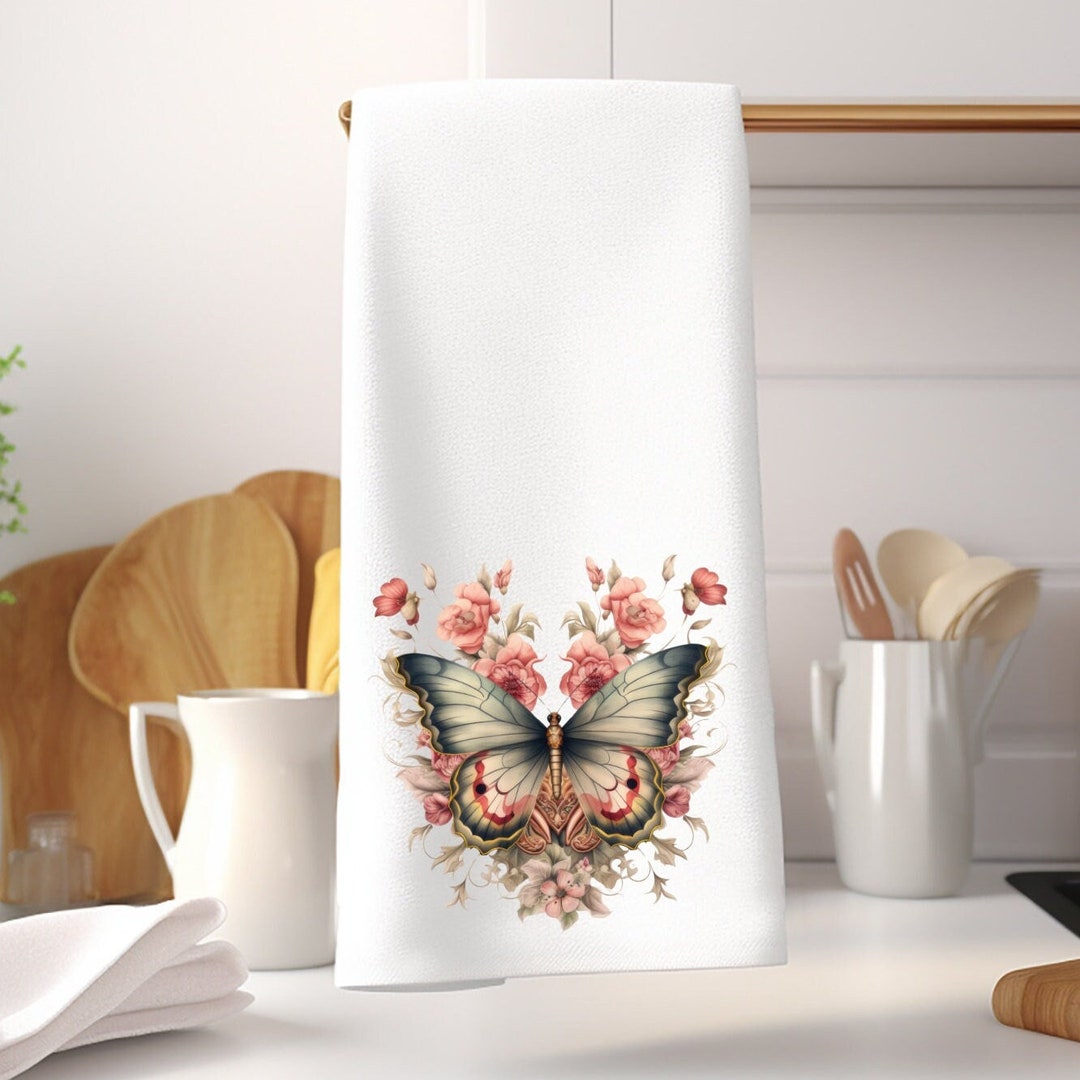 Butterfly Hand Towel, Luxury Hand Towel, Guest Bath Decor, Bath Hand ...