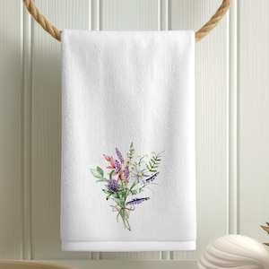 Wildflower Fingertip Towel, Floral Guest Bath Decor, Botanical Powder Room Linen image 4