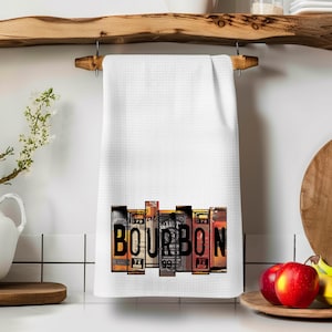 Bourbon Waffle Weave Kitchen Towel: Man Cave Bar Accessory