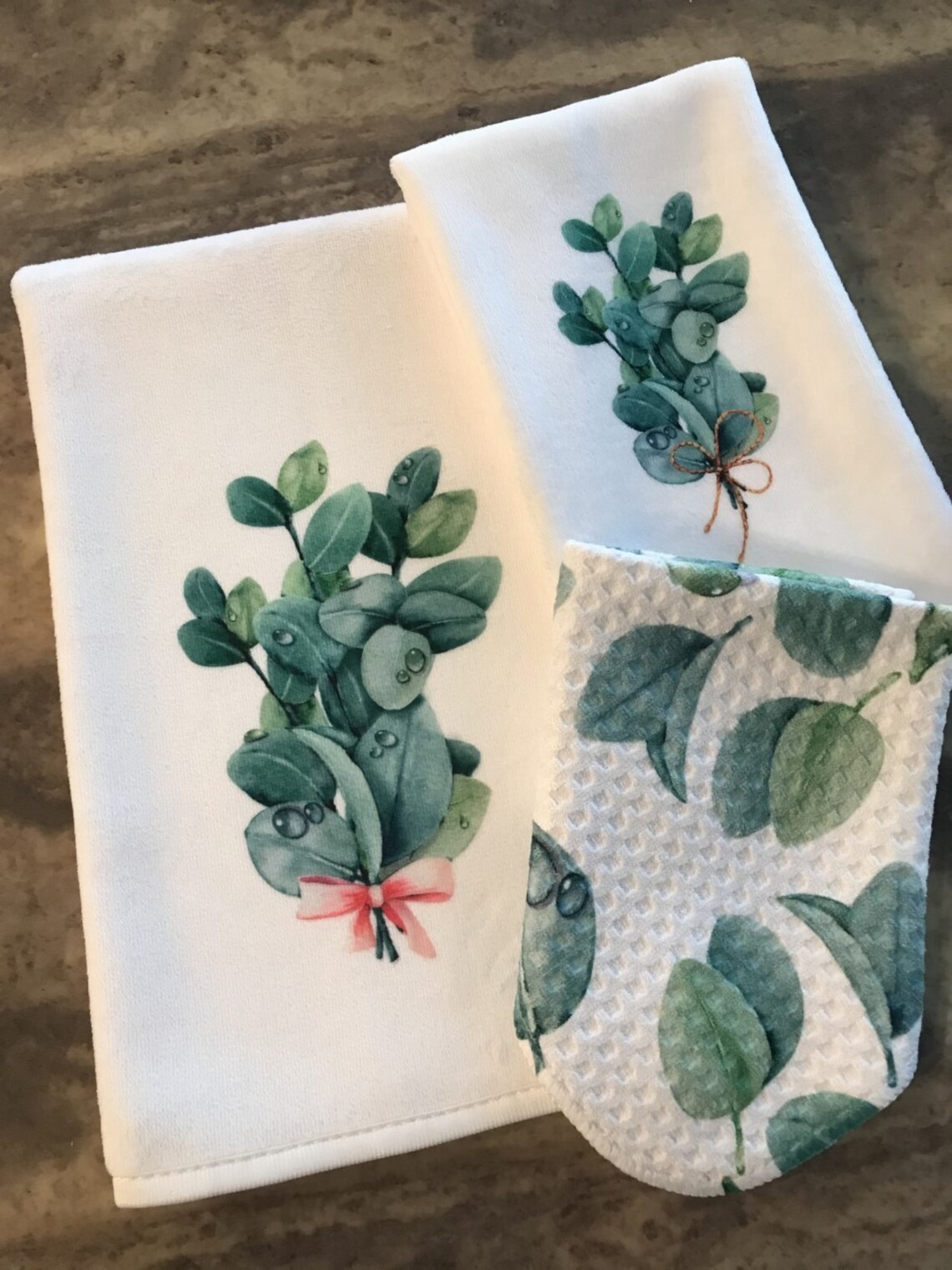 Eucalyptus Towel Set Velour Hand and Fingertip Towel Waffle Etsy