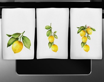 Mix n Match Lemon Hand Towels, Lemon Tea Towel, Lemon Kitchen Decor, Fresh Lemon Towel, Lemon Dish Towel, Custom Towel, Summer Kitchen Decor