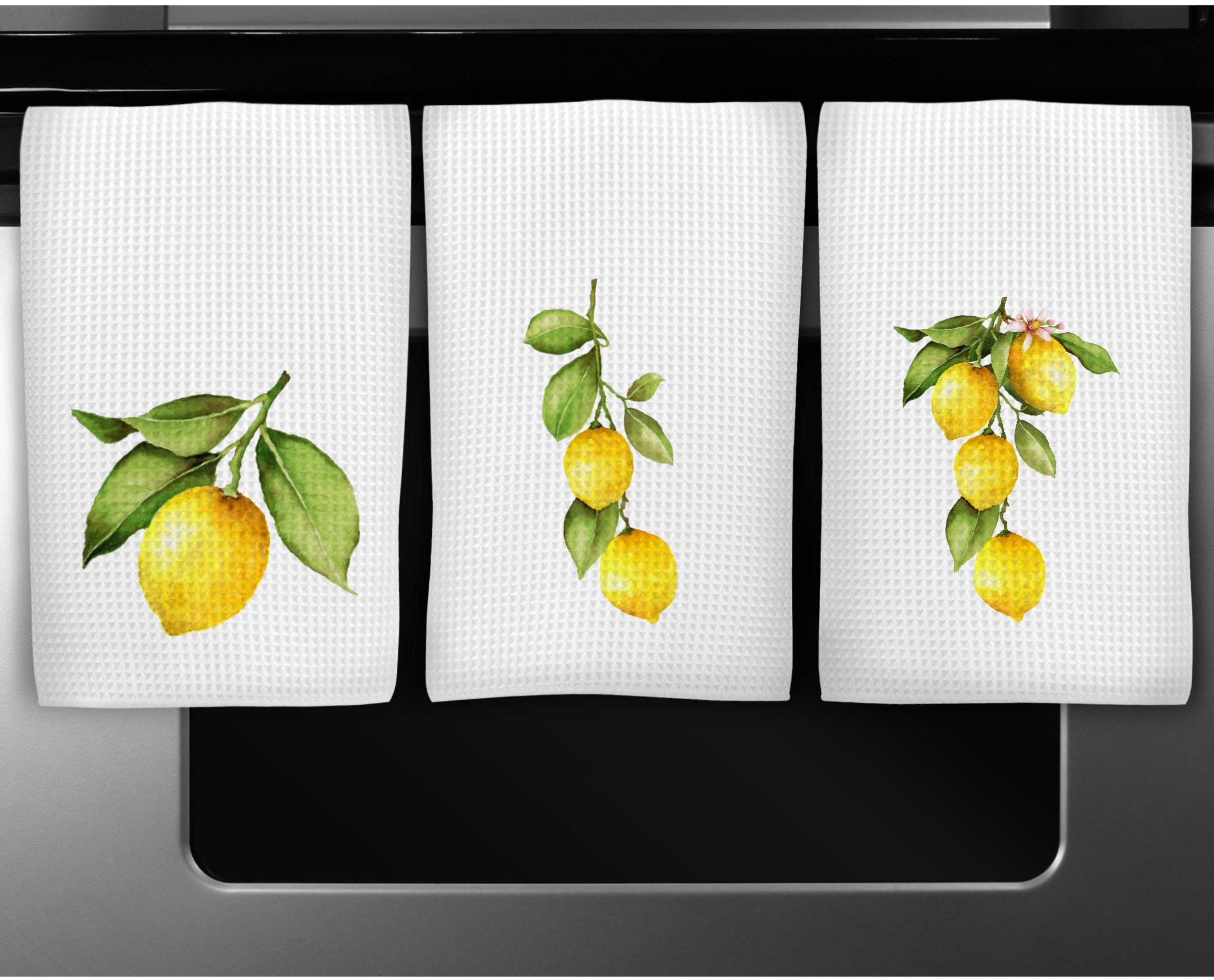  AmbeHome Kitchen Towels and Dishcloths Sets, Pack of 1 Summer  Lemon Soft Dish Rags Absorbent Dish Towels with Hanging Loop for Washing  Dishes 18x28 Inches Fruits Tiled Black Buffalo Plaid 