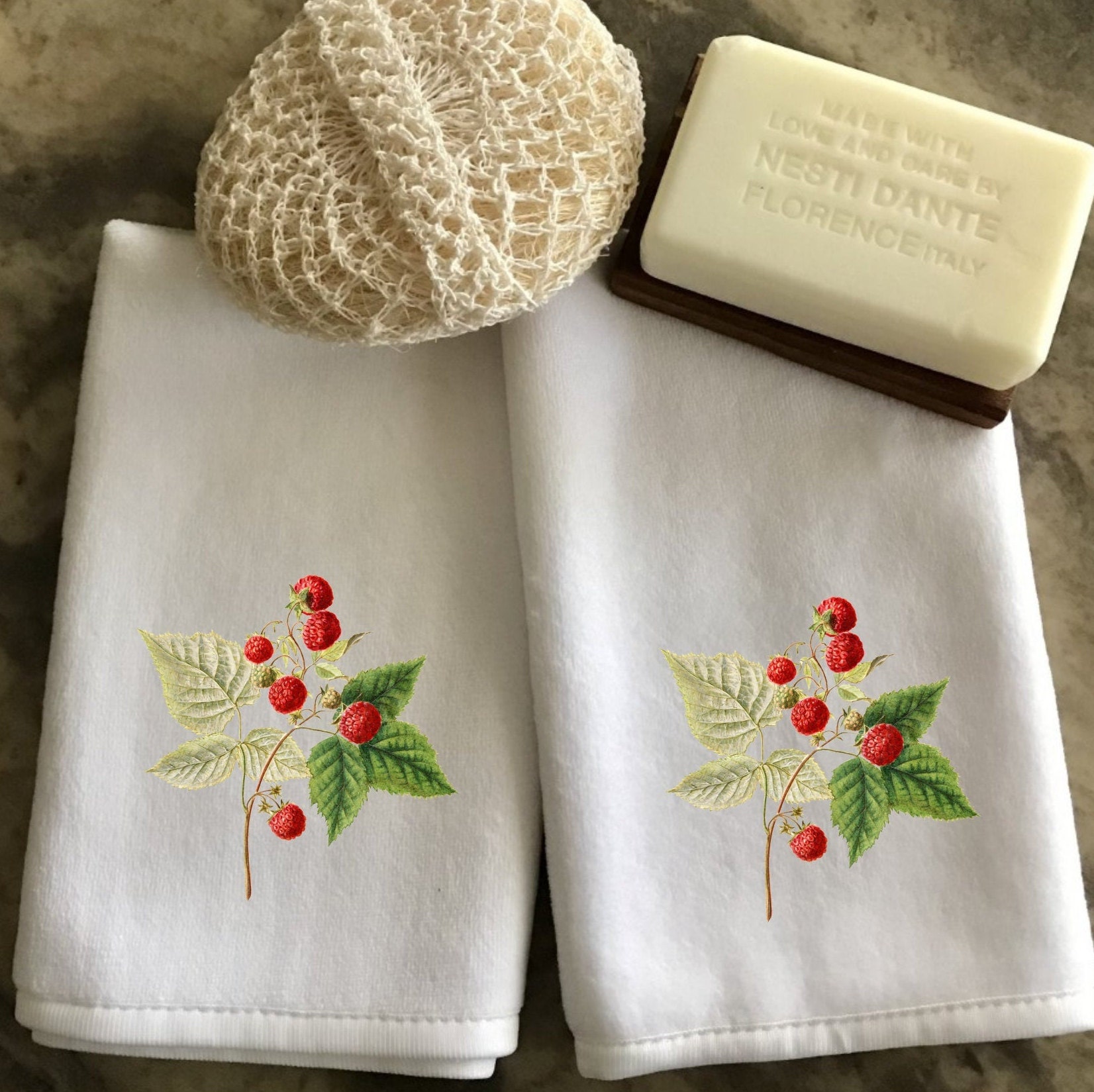 Set of Two Raspberry Fingertip Towels Bathroom Hand Towels Etsy