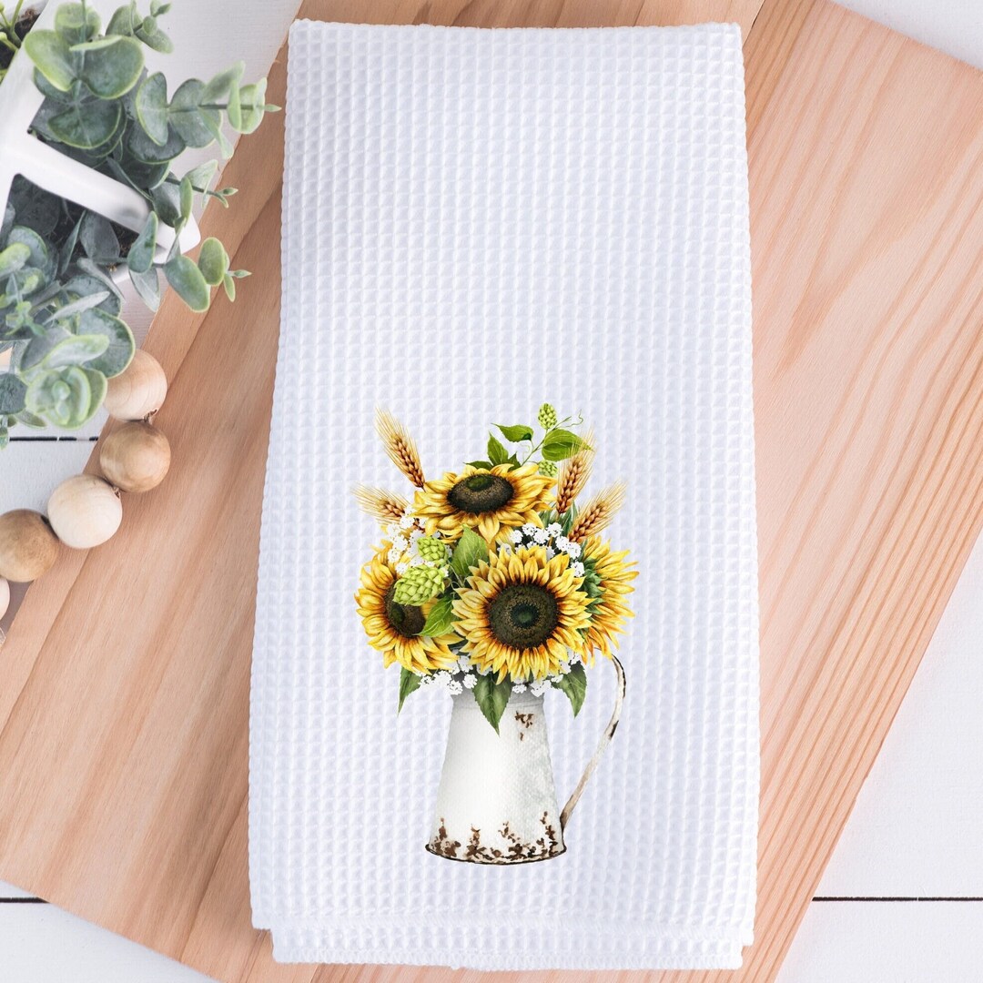 Sunflower Kitchen Towel Farmhouse Kitchen Vintage Sunflower Etsy