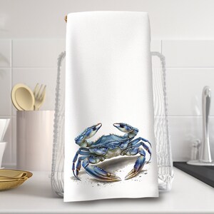 Blue Crab Hand Towel, Nautical Bath Decor, Blue Crab Kitchen, Luxury ...