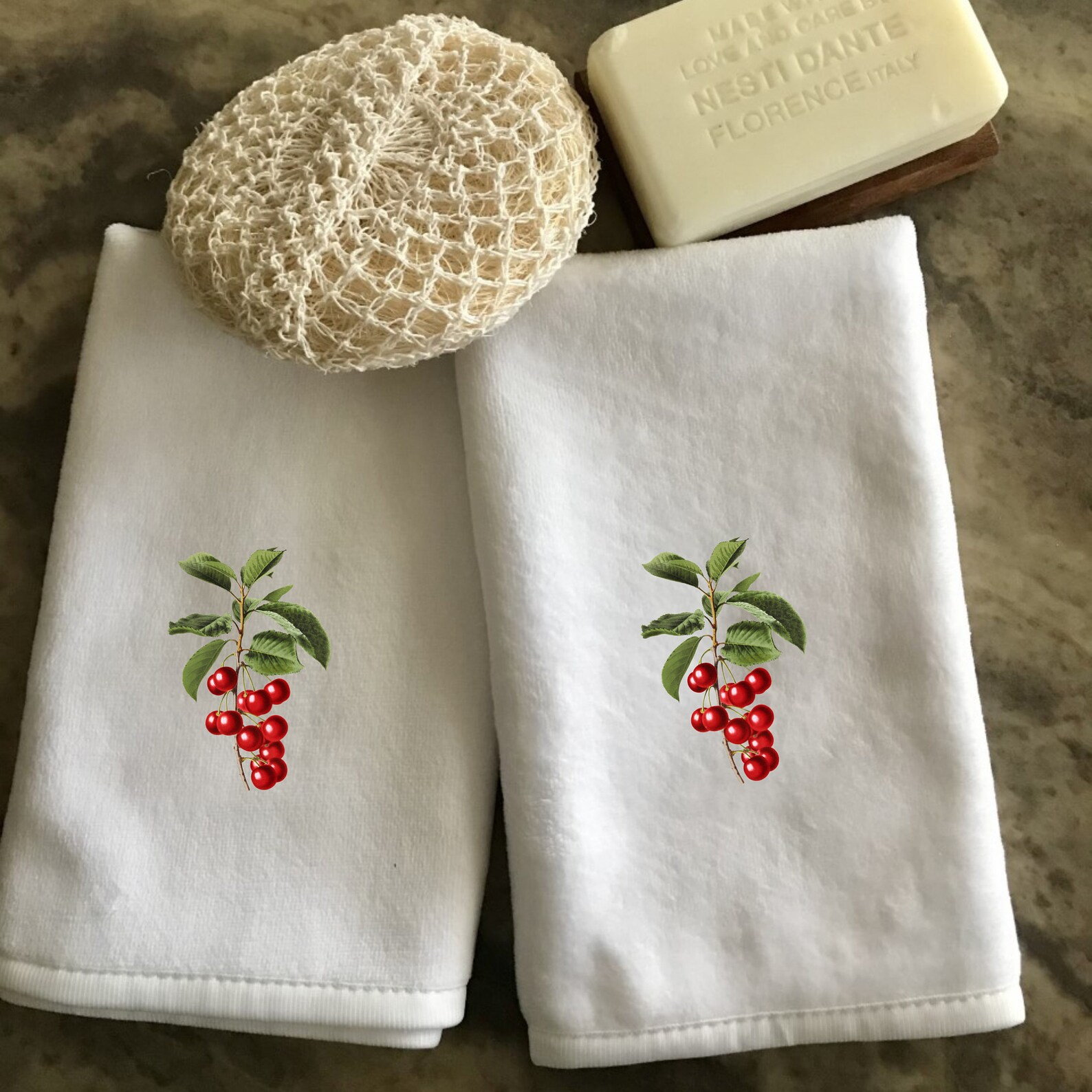 Cherry Fingertip Towels Cherry Bath Towel Bathroom Hand Etsy