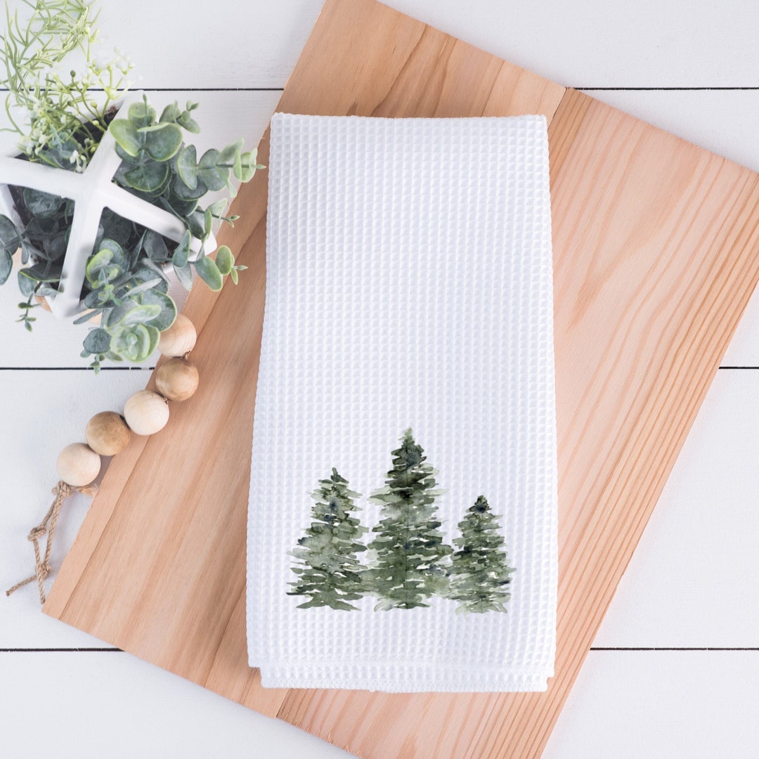 Evergreen Tree Hand Towel, Nature Inspired Decor, Kitchen Hand Towel