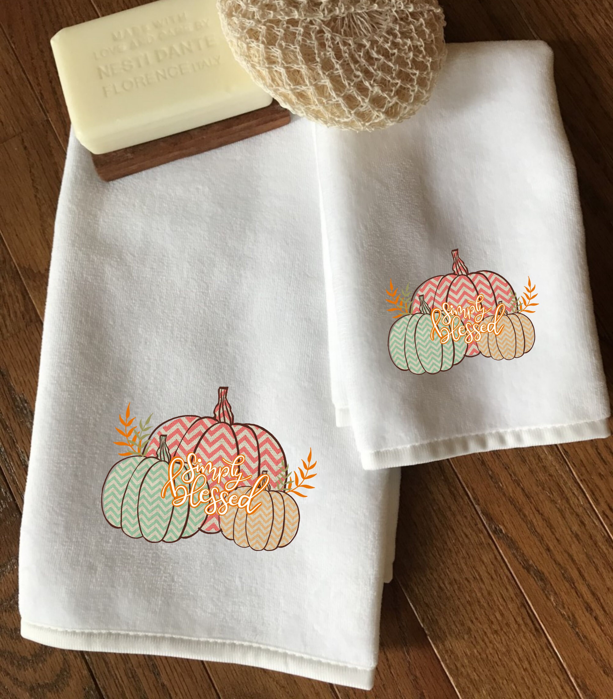 Pumpkin Hand & Finger Towel Pair Simply Blessed Towels Etsy UK