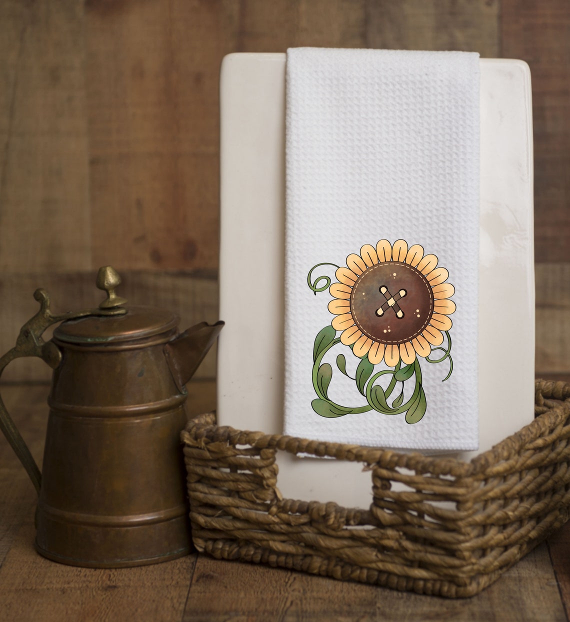 Sunflower Button Towel Fall Hand Towels Autumn Hand Towel Etsy