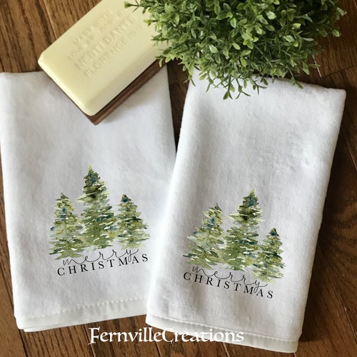 Set of Two Christmas Tree Towels Christmas Fingertip Etsy