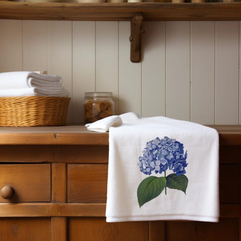 Blue Hydrangea Hand Towel - Thumbnail 3