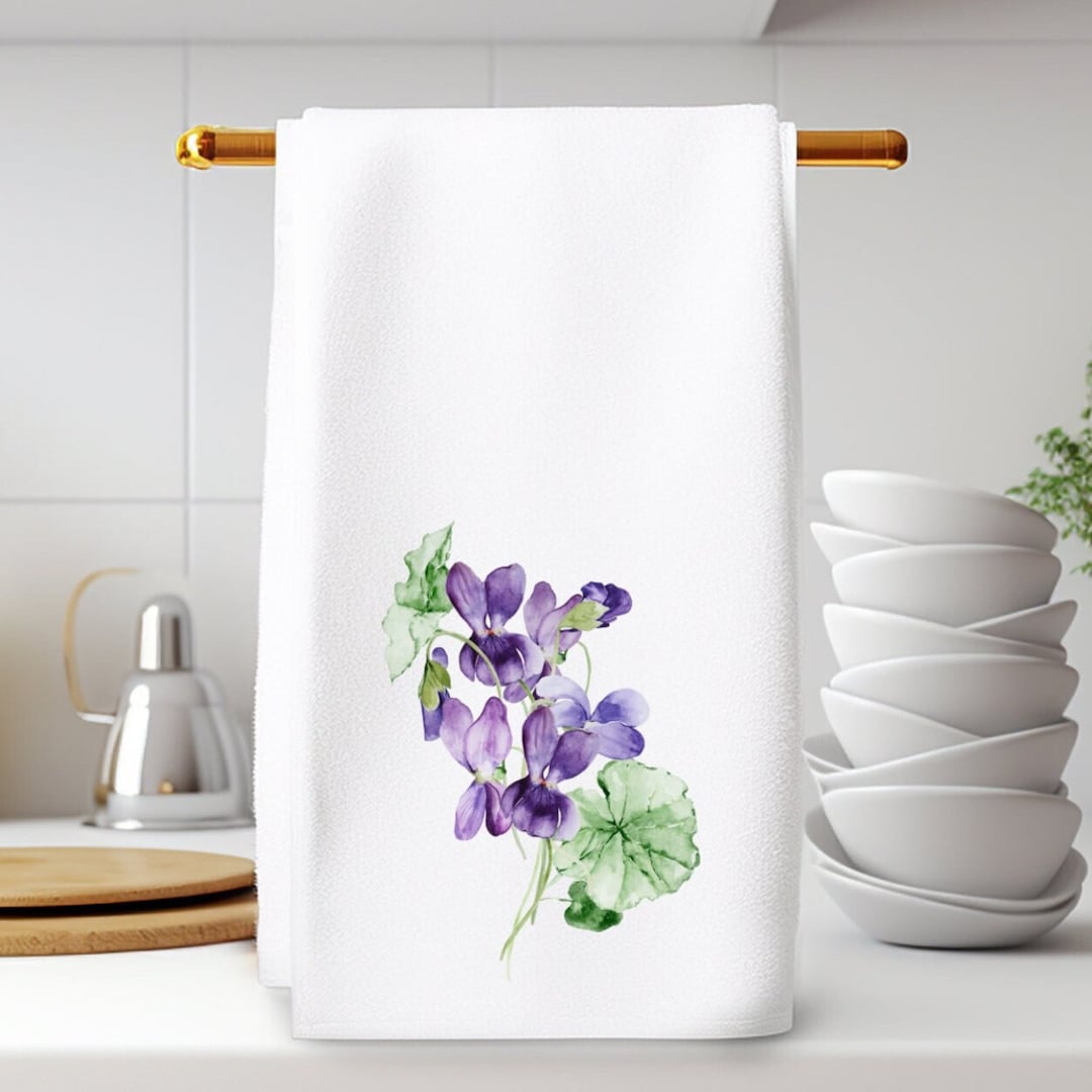 Violet Hand Towel, Violet Guest Towel, Vintage Towel, Elegant Hand Towel, Guest Bath Towel