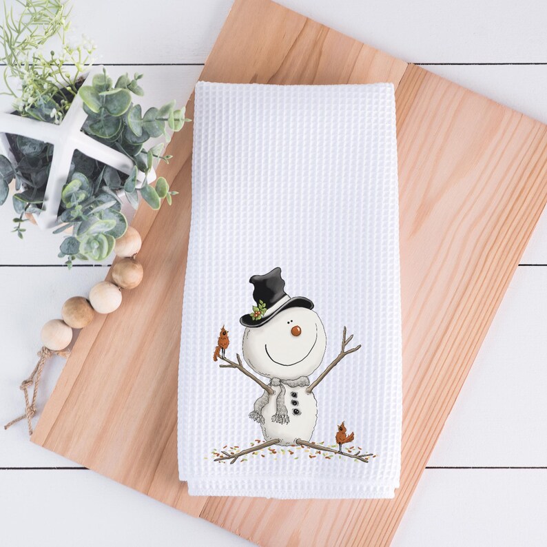 FernvilleCreationsCo Snowman Waffle Towel - Thumbnail 4