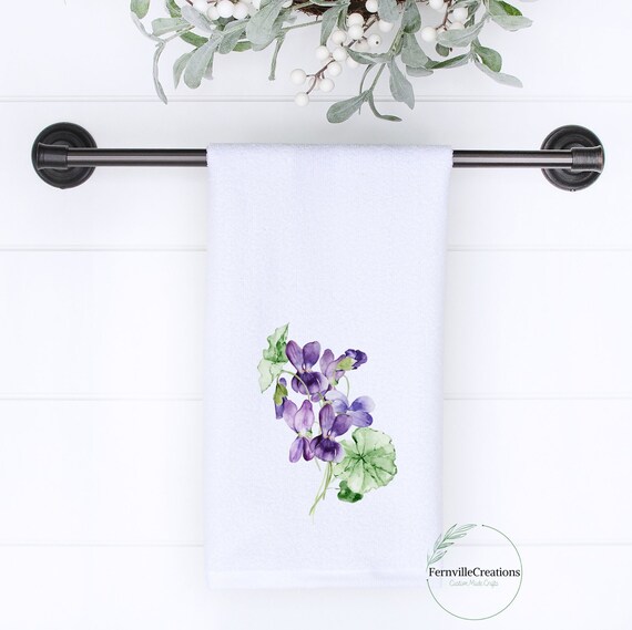 Violet Hand Towel Violet Guest Towel Vintage Towel Elegant Etsy