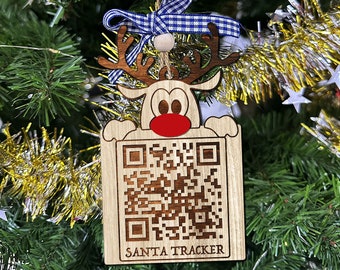 Christmas Santa Tracker QR code Ornament Svg Laser Cut File, Glowforge SVG, Christmas Ornament, Christmas Tree Decor, Santa QR Code Svg