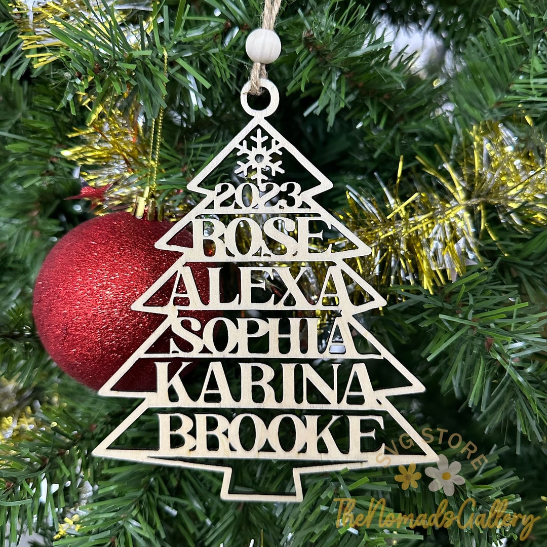 Christmas Name Ornament Tree Shape SVG Laser Cut File, SVG