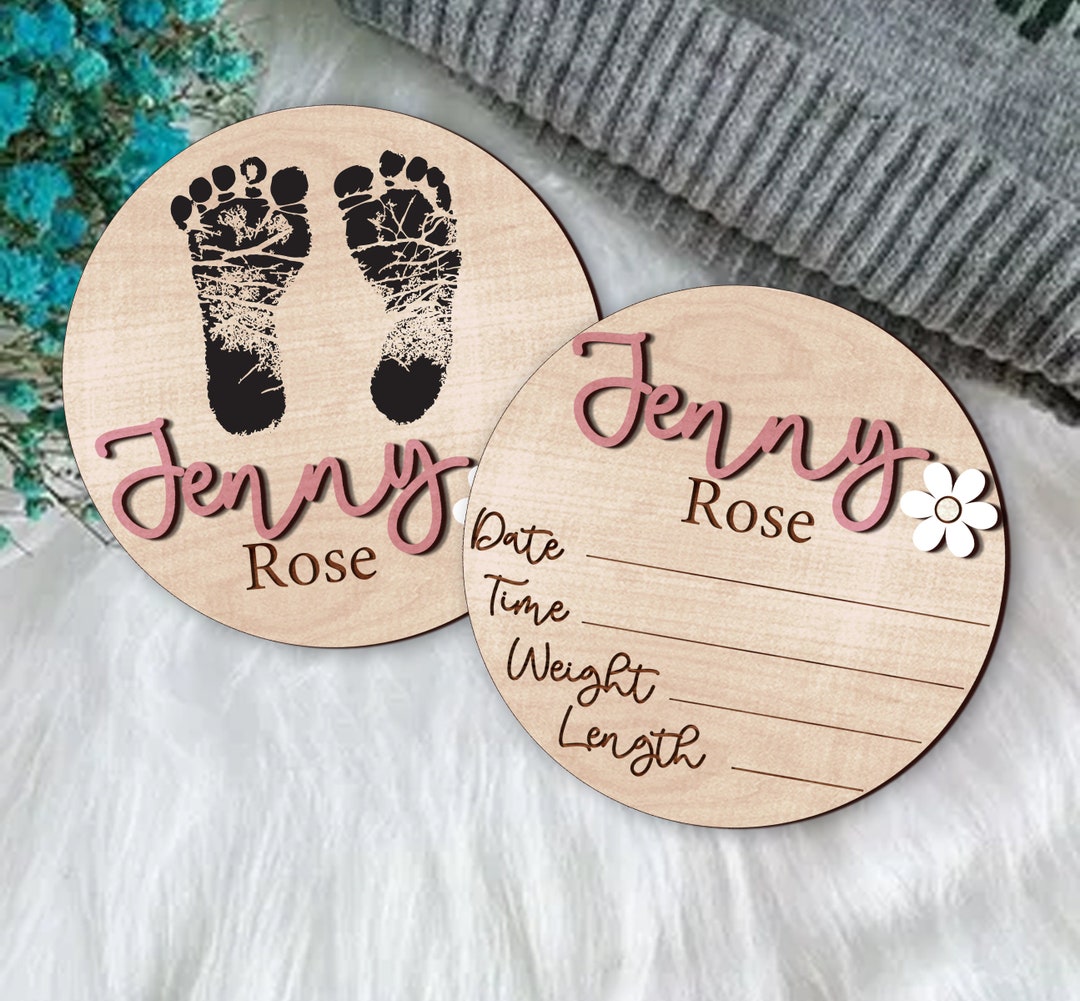Birth Announcement Sign SVG Laser Cut File, Baby Announcement SVG Sign ...