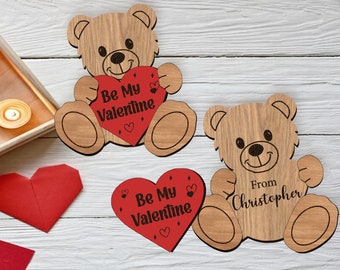 Personalized Teddy Bear with Heart SVG Laser Cut, Valentines Day Gift, Couple Gift, Cute Valentine Svg, Be My Valentine Svg,Digital Download