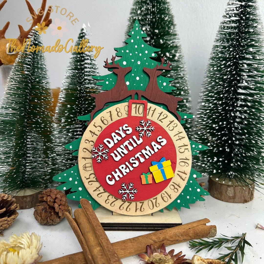 Advent Calendar SVG Laser Cut File Christmas Reindeer Countdown SVG advent-calendar-svg-laser-cut-file-christmas-reindeer-countdown-svg