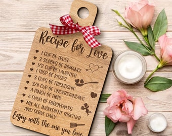 Valentines Recipe Cutting Board SVG Laser Cut, Digital File, Recipe for Love, Valentine SVG, Glowforge, Laser Cutter, Digital Download