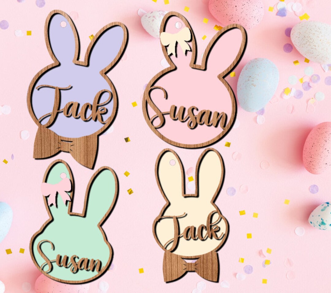 Bunny Easter Basket Tag SVG Easter Laser File Cut File, Easter SVG Cut ...