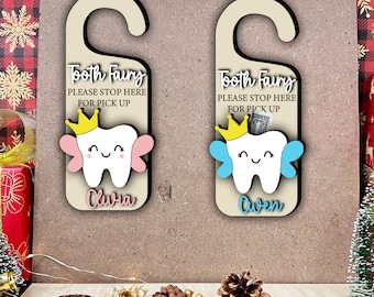 Tooth Fairy Hanger SVG Laser File, Door Hanger, Laser Cut File, Glowforge files, Cute Teeth Boy Girl, Baby Teeth Money Holder Box Keepsake