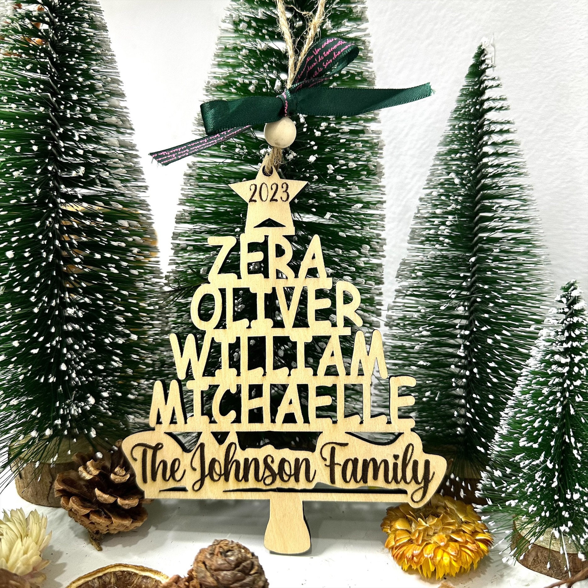 JANDEL Christmas House Family of 2-8 Personalized Christmas Tree Ornament  2021 Custom for Grandparents, Parents, Kids, Neighbors 