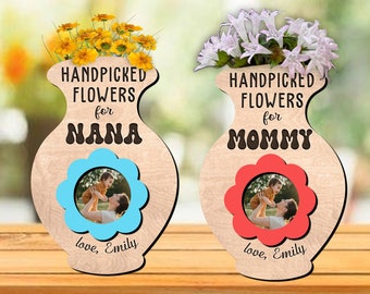 Mother's Day Fridge Photo Magnet Svg Laser Cut, Mothers Day Gift, Gift for Grandma, Flower Holder Svg, Mothers Day Fridge Magnet Photo Frame