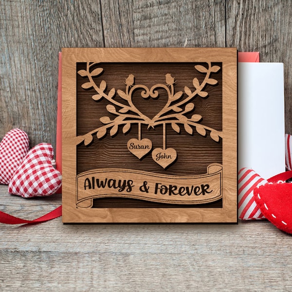 Couples Names Wood Sign Laser Ready SVG , Valentine Digital Download Laser Cutting, Mother's Day Gift, Couple Anniversary Sign SVG Cut File